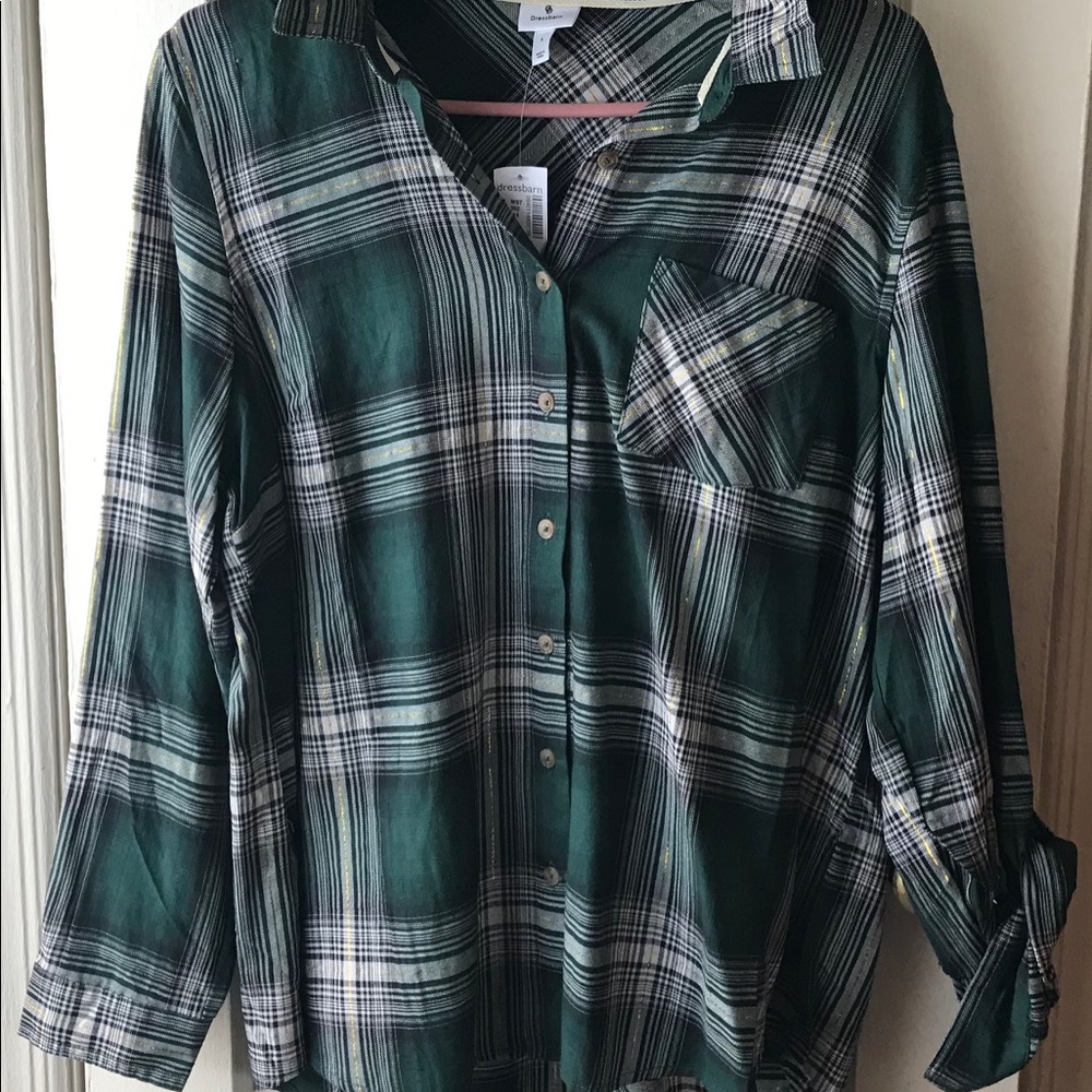 Green and White Plaid Shirt